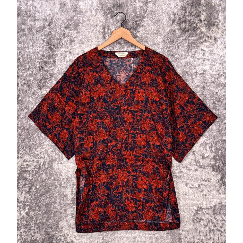 New SKUNKFUNK Kimono 1 / Small Womens Blue Orange Floral Tunic Top